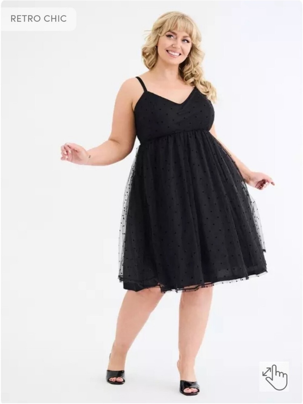 NWOT 1x torrid Black Mesh Polka Dot Midi Dress